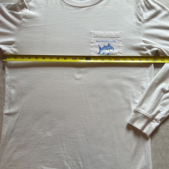 Southern Tide The Skipjack Long Sleeve Tee in Bright White/Carolina Blue, Size M - Picture 7 of 12